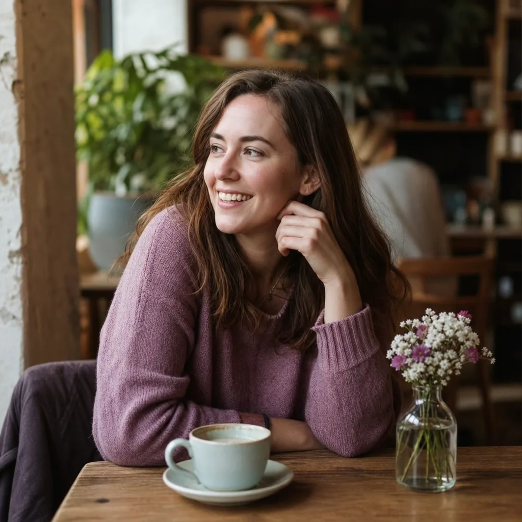 Person writing an honest dating bio at a café in Douglas